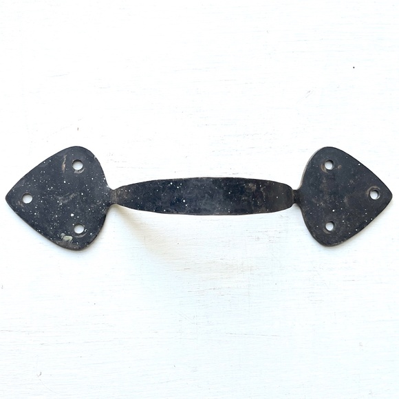 Vintage Wrought Iron Hand Forged Curved Spade Hammered Door Pull Handle Cabin - Picture 12 of 12